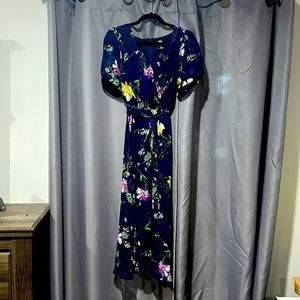 Navy Floral A-lineTie Dress